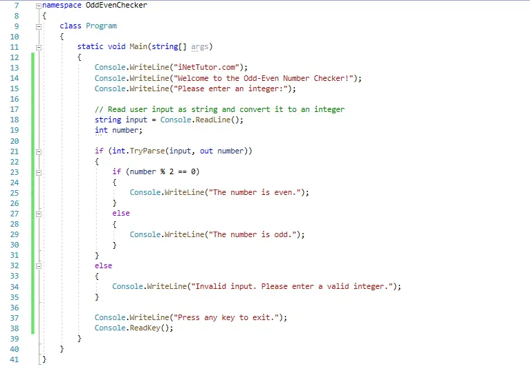Odd, Even Number Checker in C-Sharp - Source code