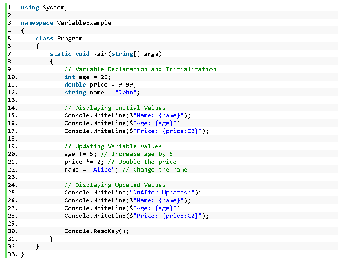 CSharp Variables - source code