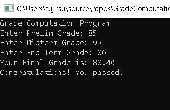 Grade Computation in CSharp - output