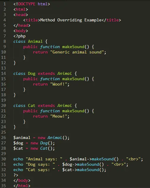 Method Overriding - Source code