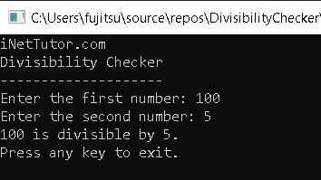 Divisibility Checker in CSharp - output