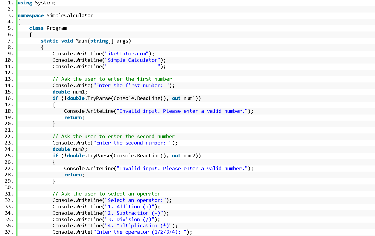 How to Create Simple Calculator in CSharp - source code 1