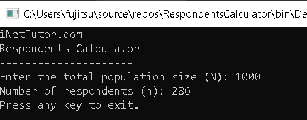 Respondents Calculator in CSharp - output
