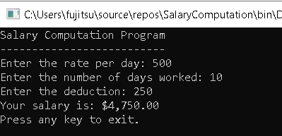 Salary Computation in CSharp - output