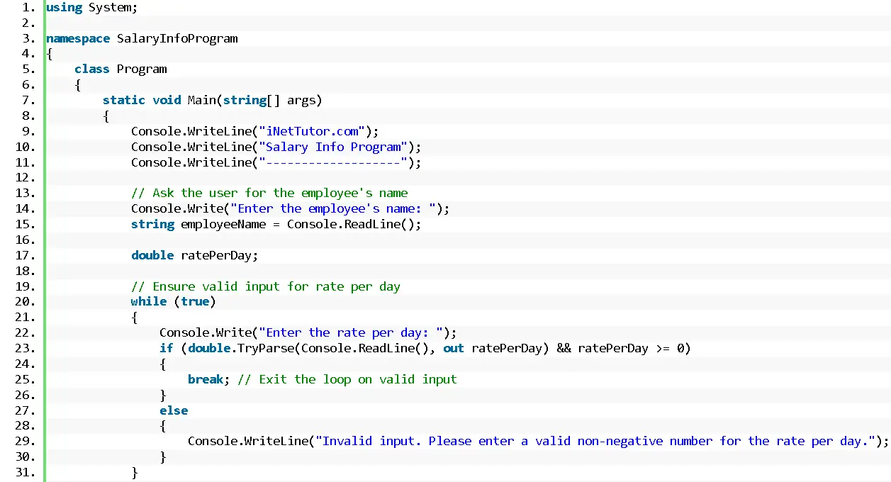 Salary Info Program in CSharp - source code 1