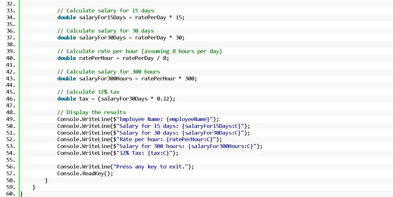 Salary Info Program in CSharp - source code 2