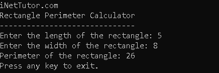 Rectangle Perimeter Calculator in CSharp - output