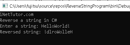 Reverse String in CSharp - output