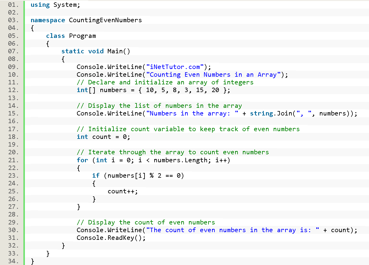 Counting Even Numbers in an Array - source code