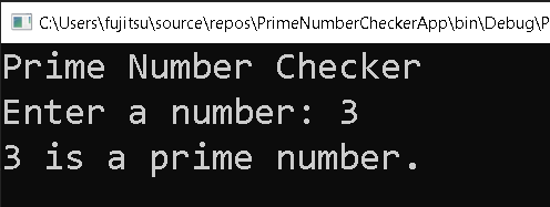 Prime Number Checker in C# - output
