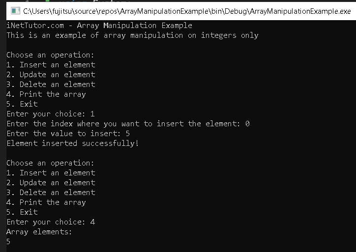 Array Manipulation in CSharp - output