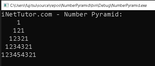 Number Pyramid in CSharp - output