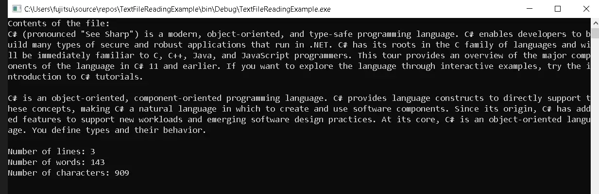 Reading Text File in CSharp - output