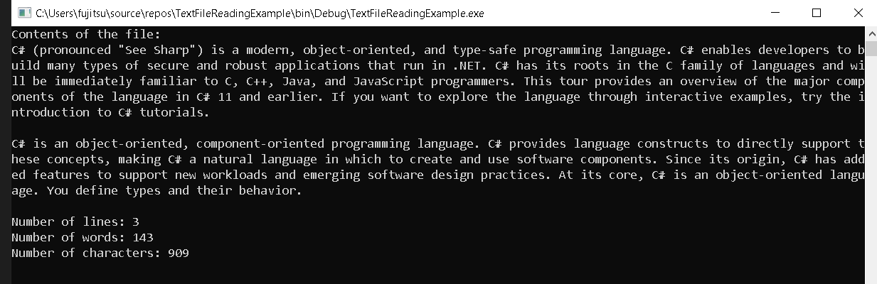 Reading Text File in CSharp - output