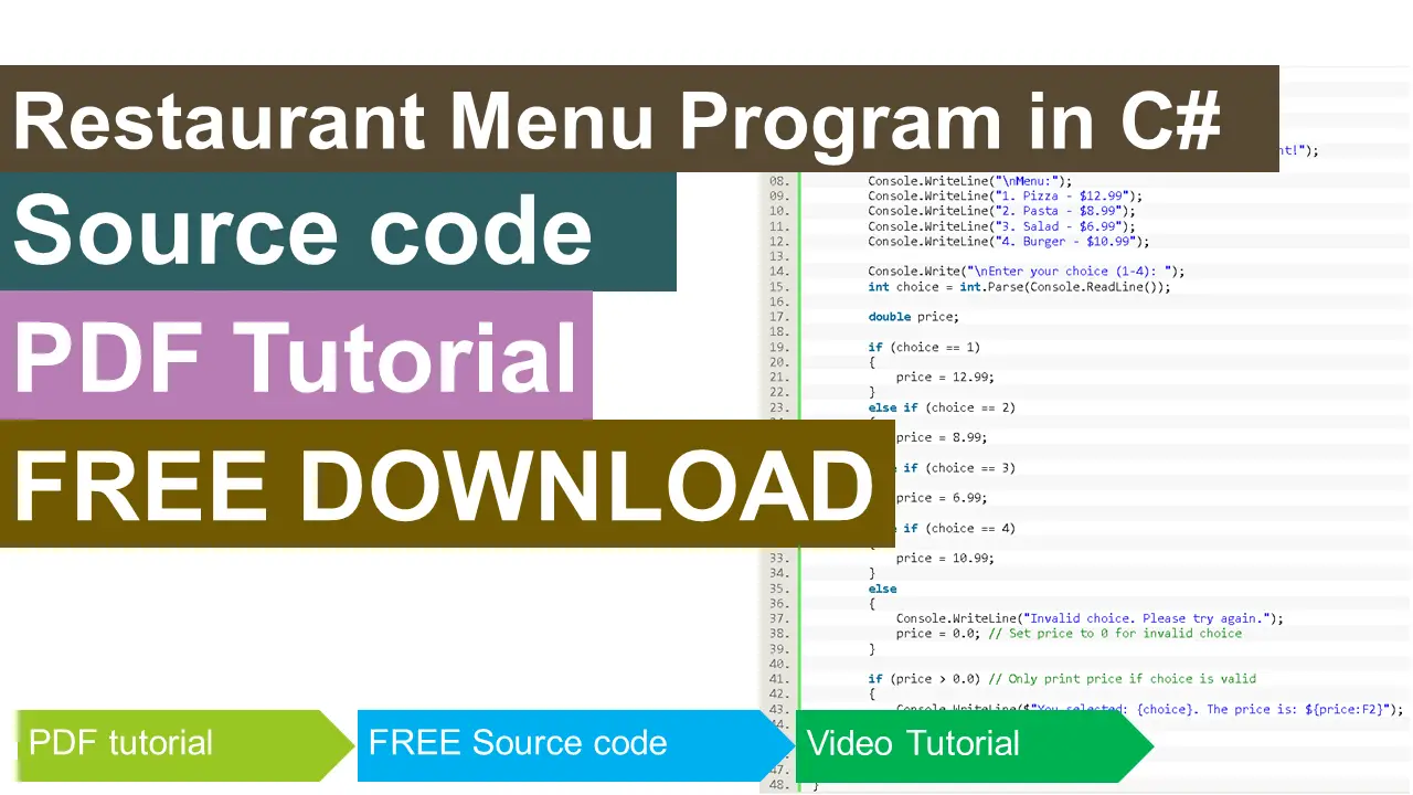 Menu Program In C