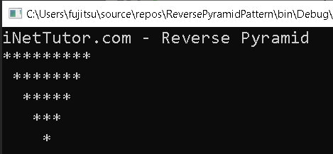 Reverse Pyramid in CSharp - output