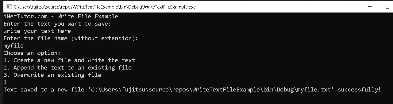 Writing Text File in CSharp - output