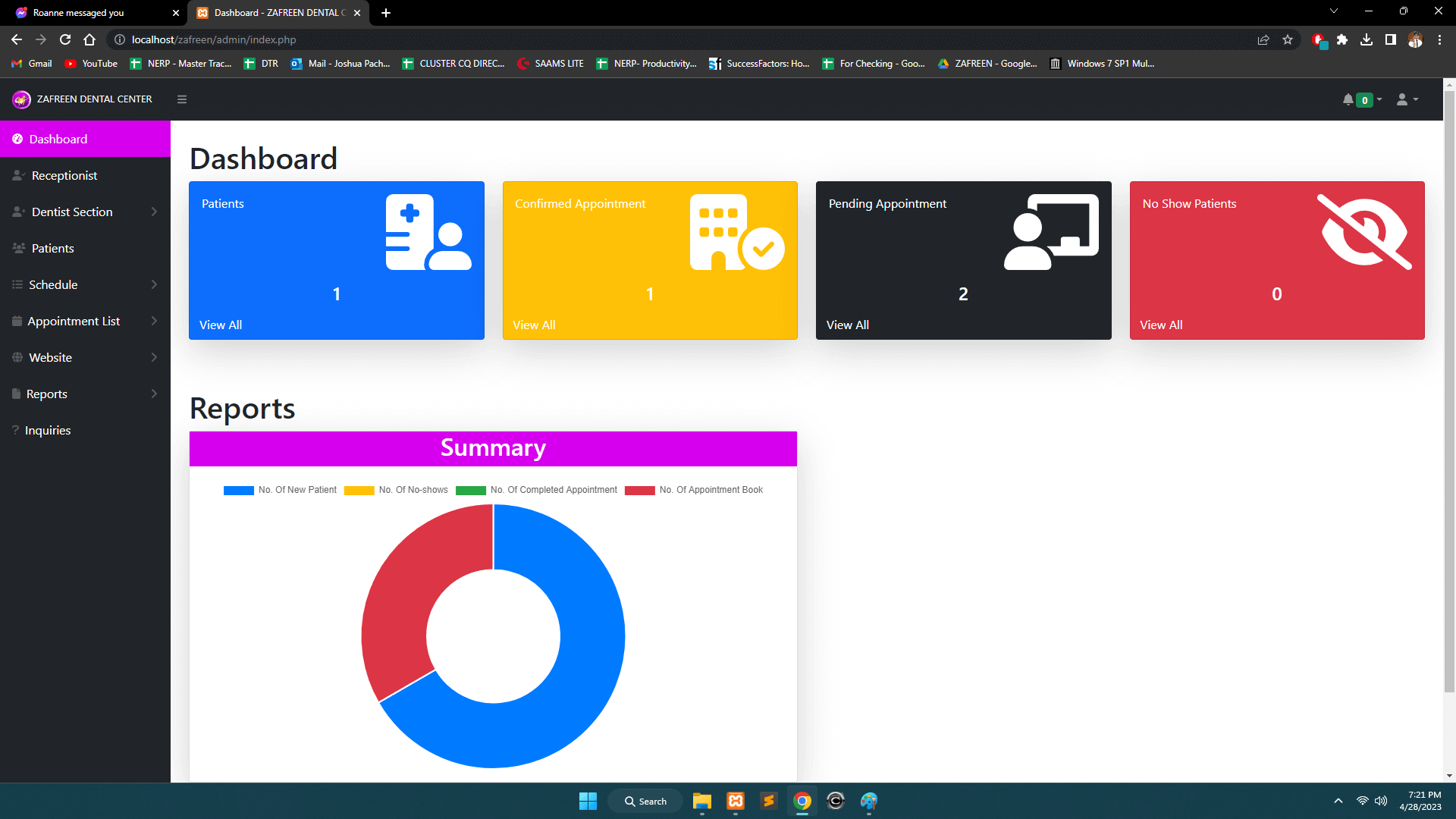 Dental Management System in PHP - Admin Dashboard