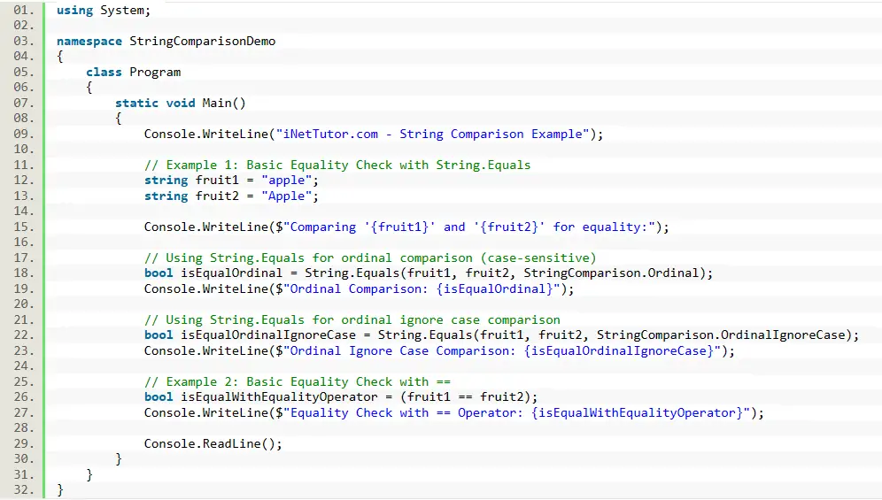 String Comparison in CSharp - source code