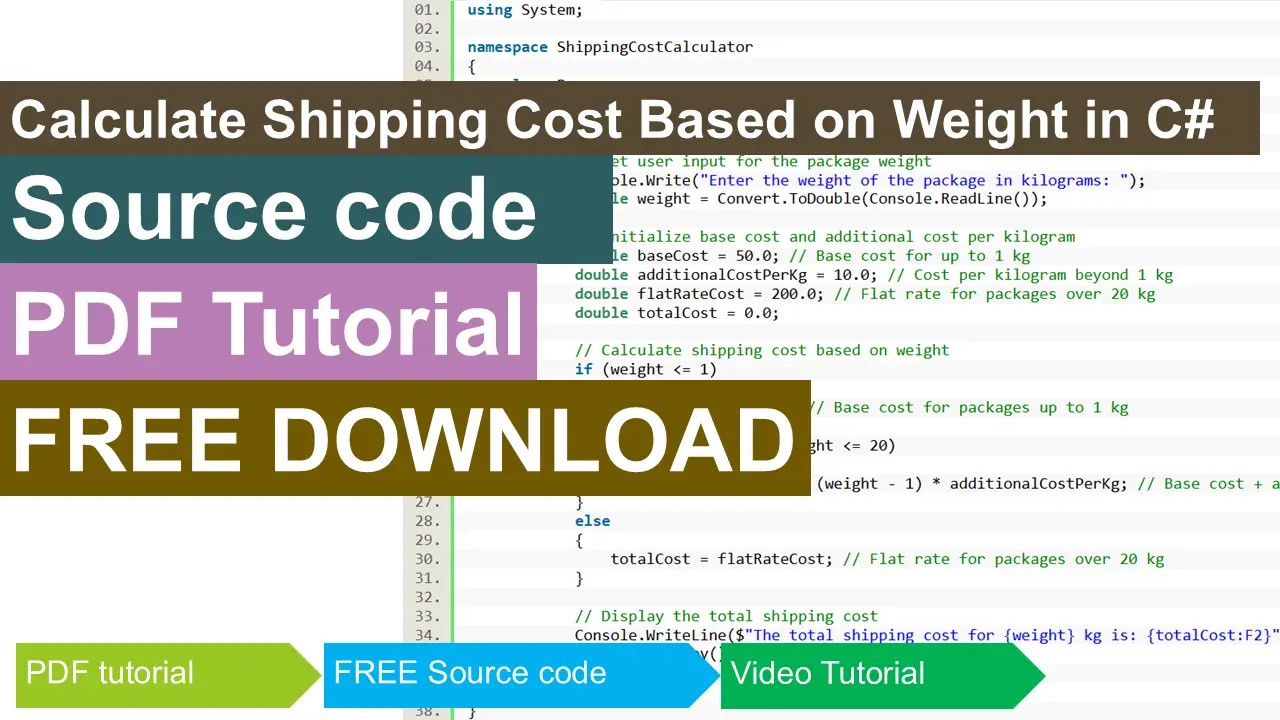 Calculate Shipping Cost Based on Weight in C