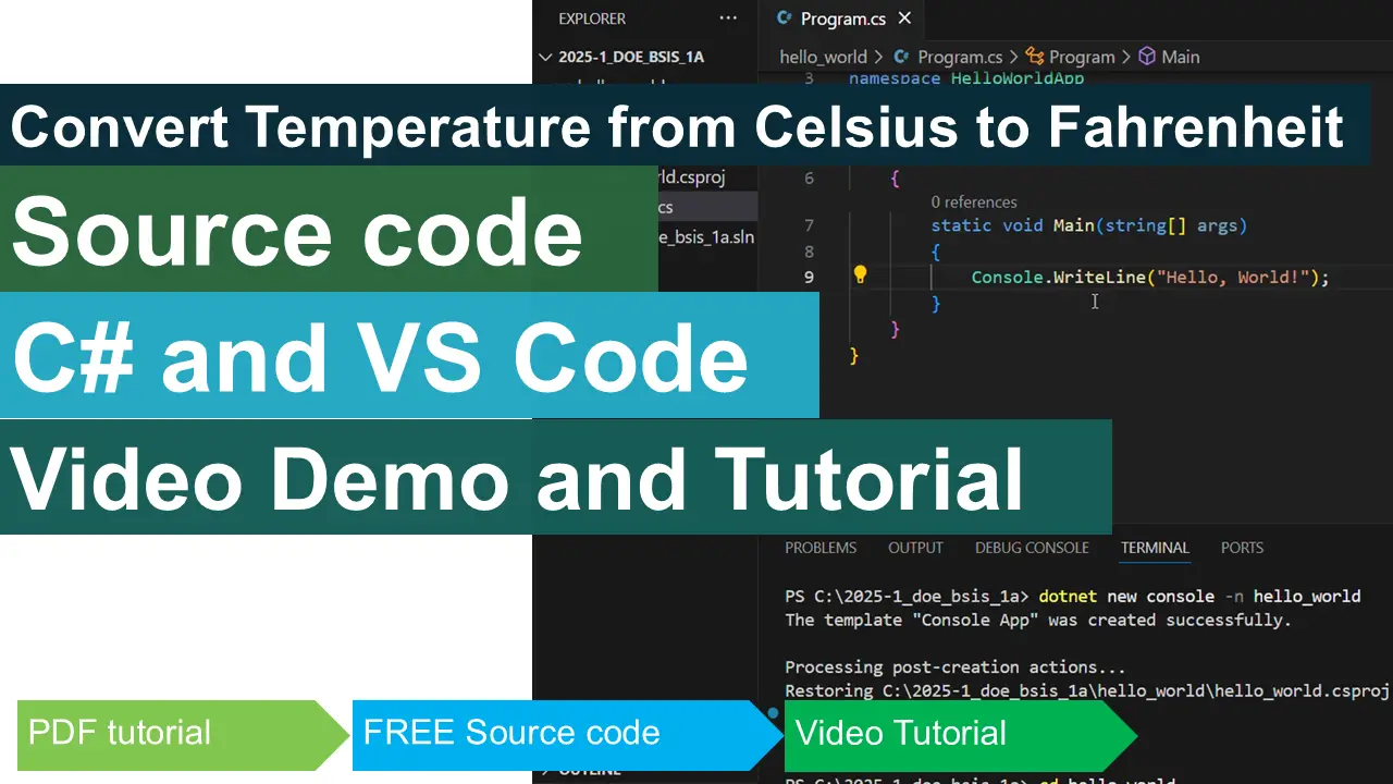 Convert Temperature from Celsius to Fahrenheit in CSharp - iNetTutor.com