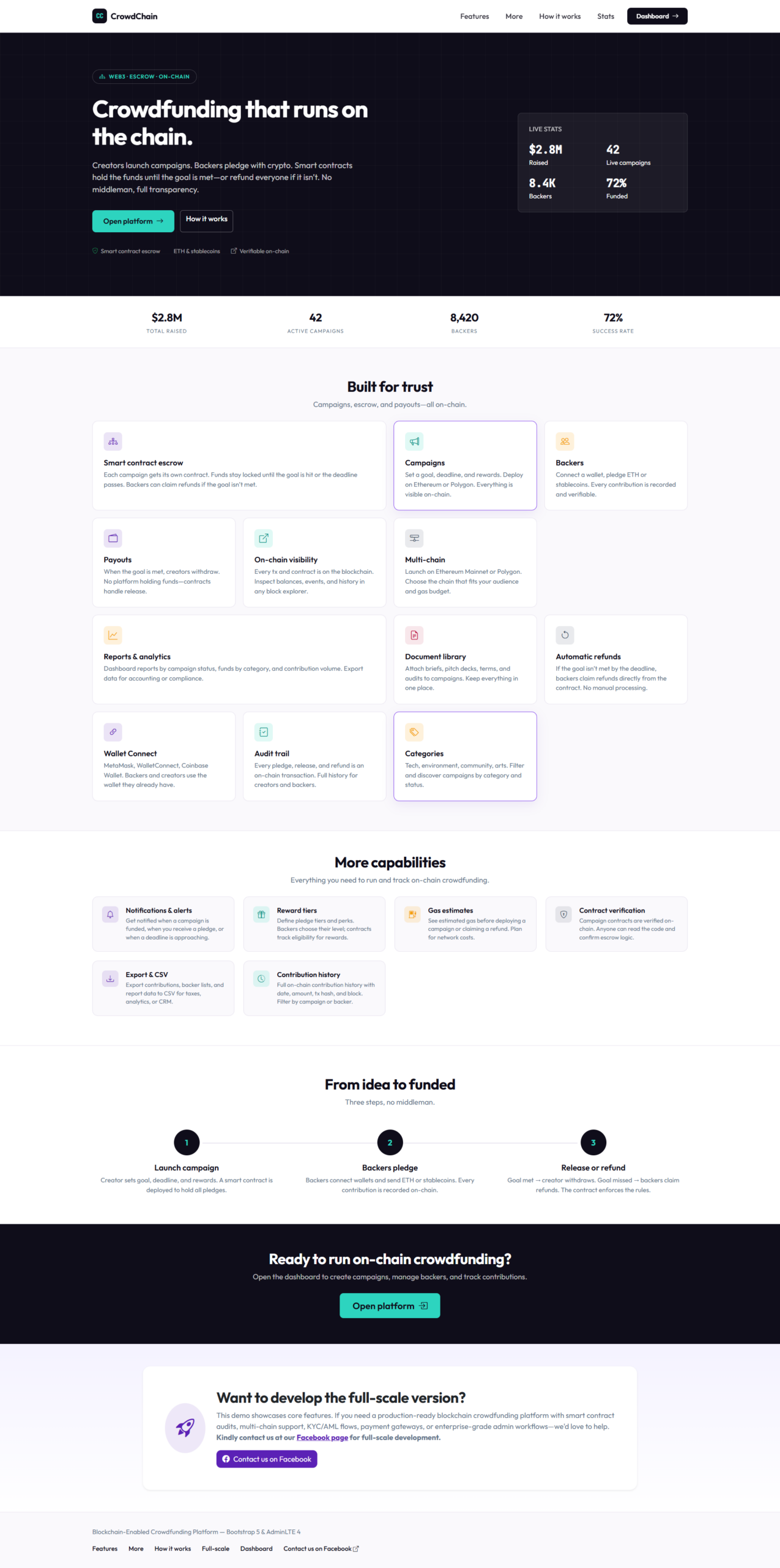 Blockchain-Enabled Crowdfunding Platform-landing_page