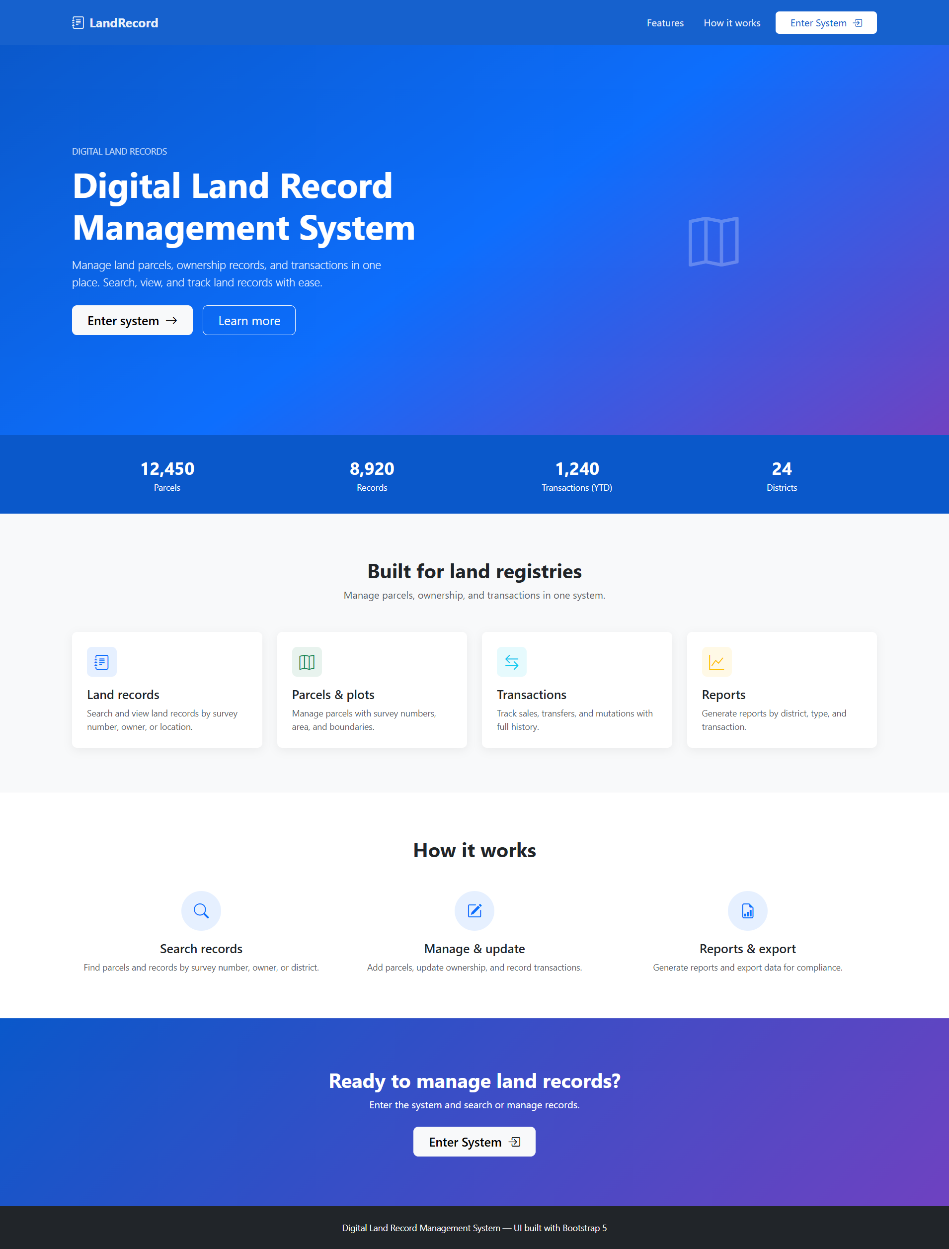 Digital Land Record Management System-landing