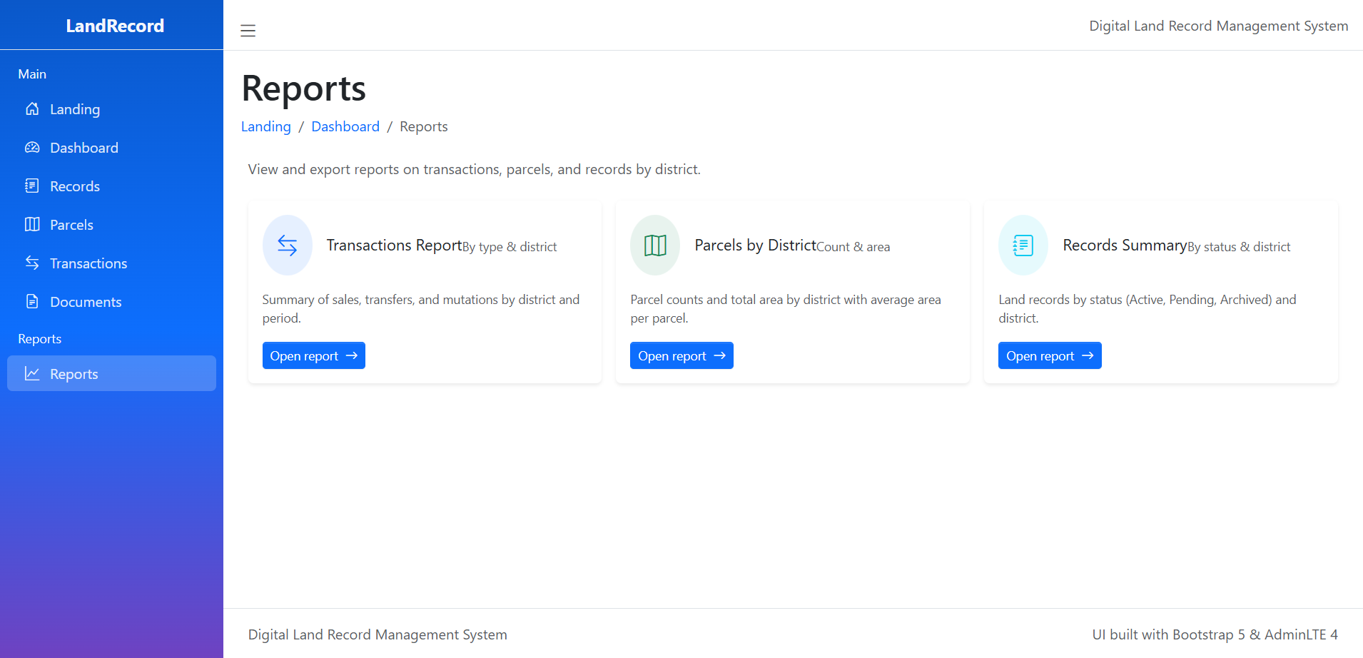 Digital Land Record Management System-reports