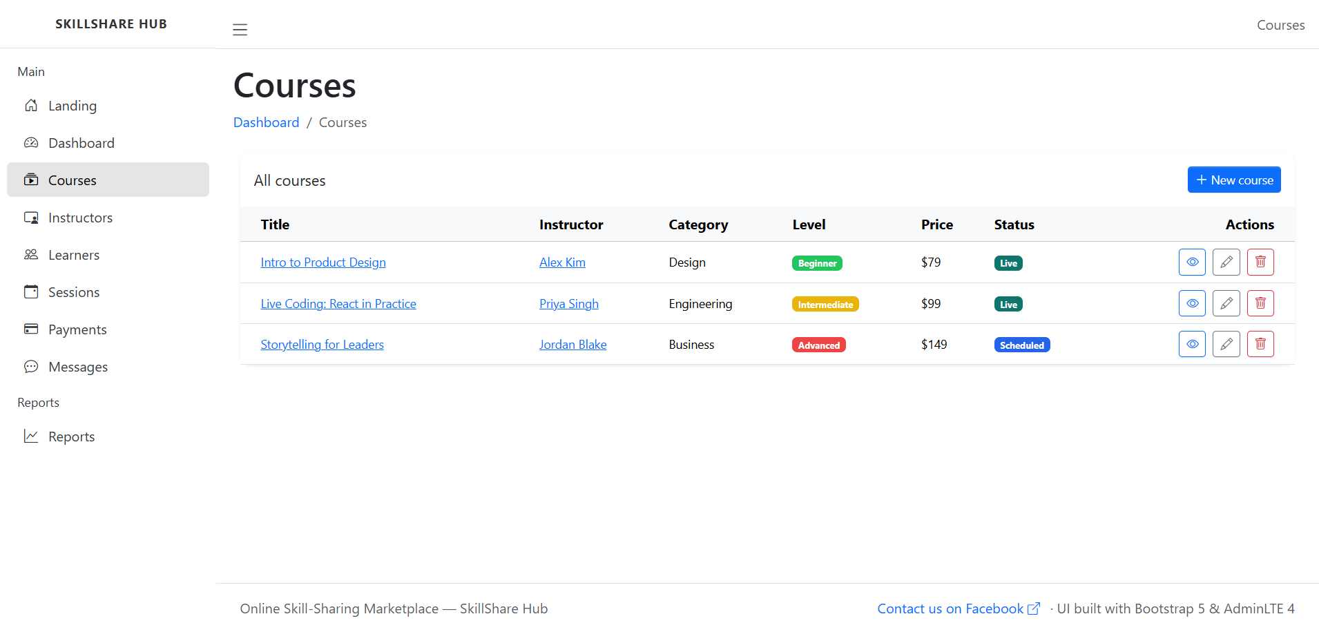 Online Skill-Sharing Marketplace-courses