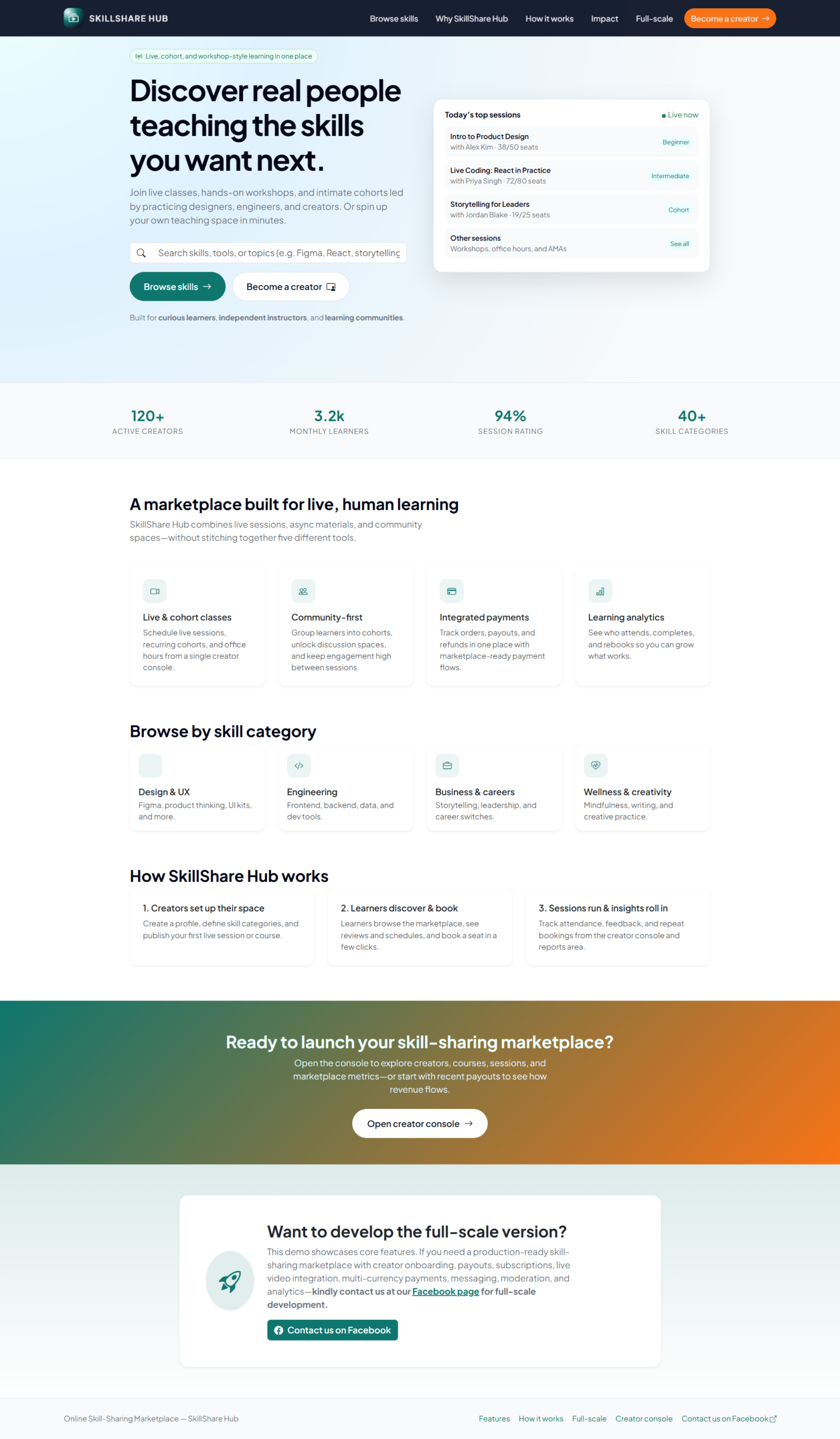 Online Skill-Sharing Marketplace-landing-page