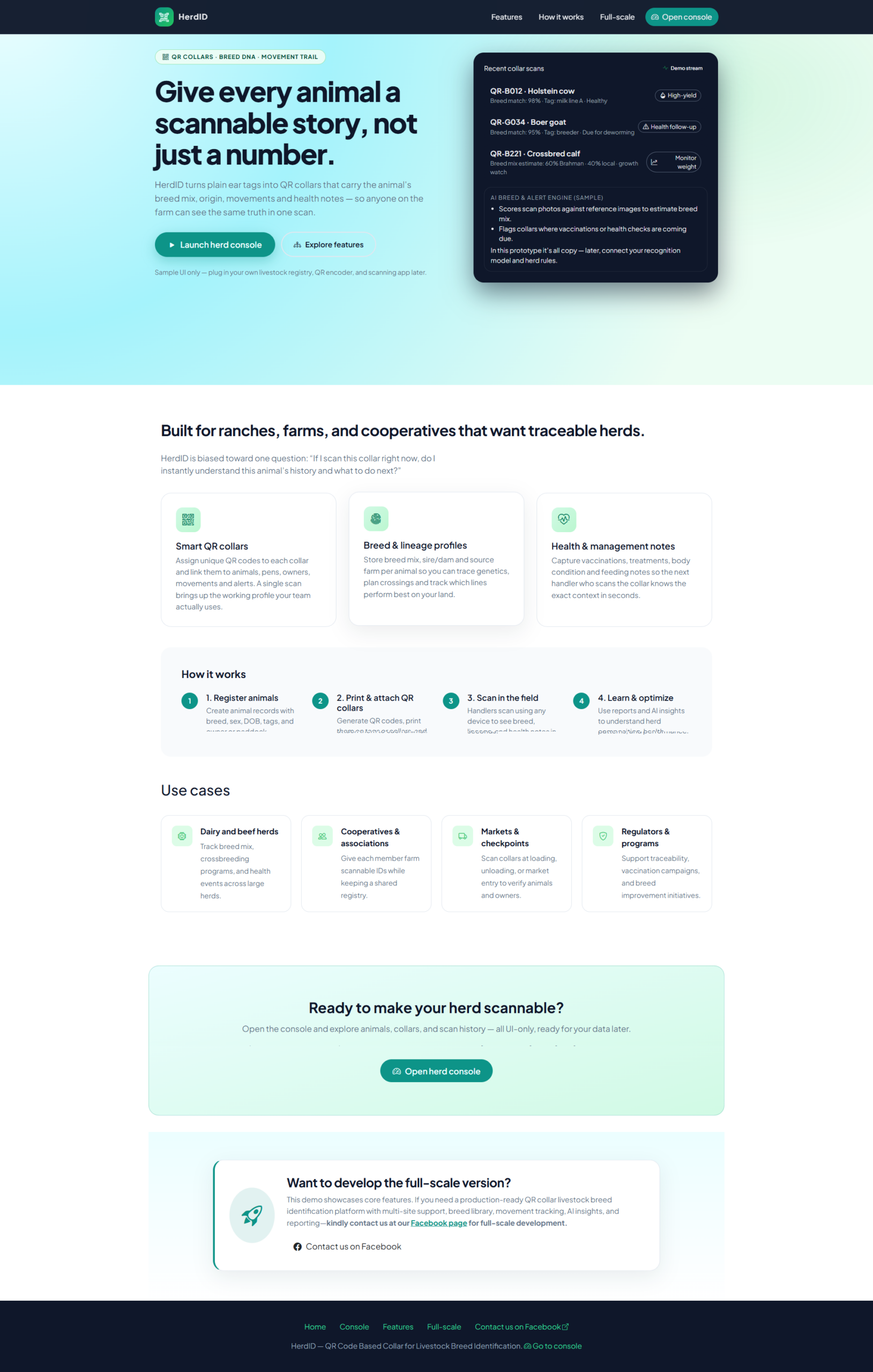 QR Code-Based Collar System for Livestock Breed Identification-landing-page