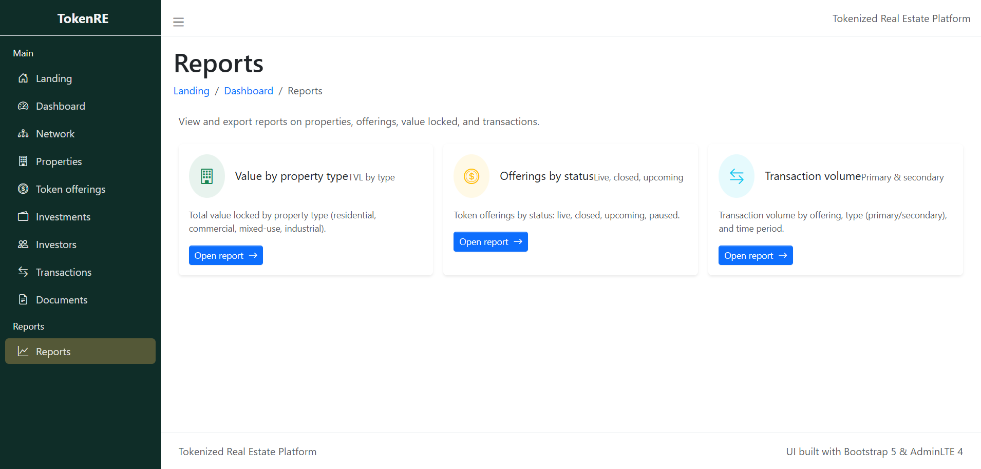 Tokenized Real Estate Platform-reports