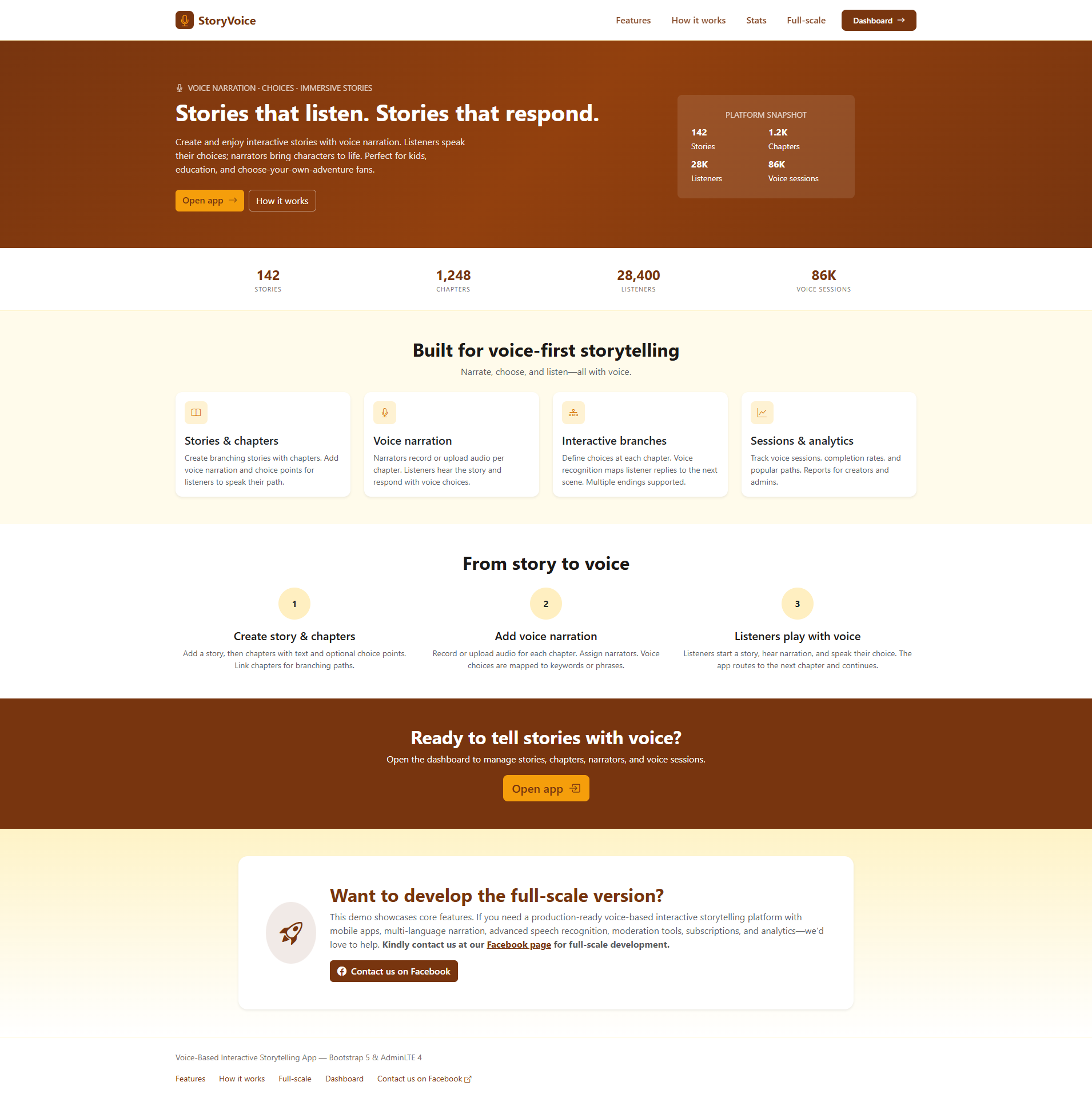 Voice-Based Interactive Storytelling App-landing-page
