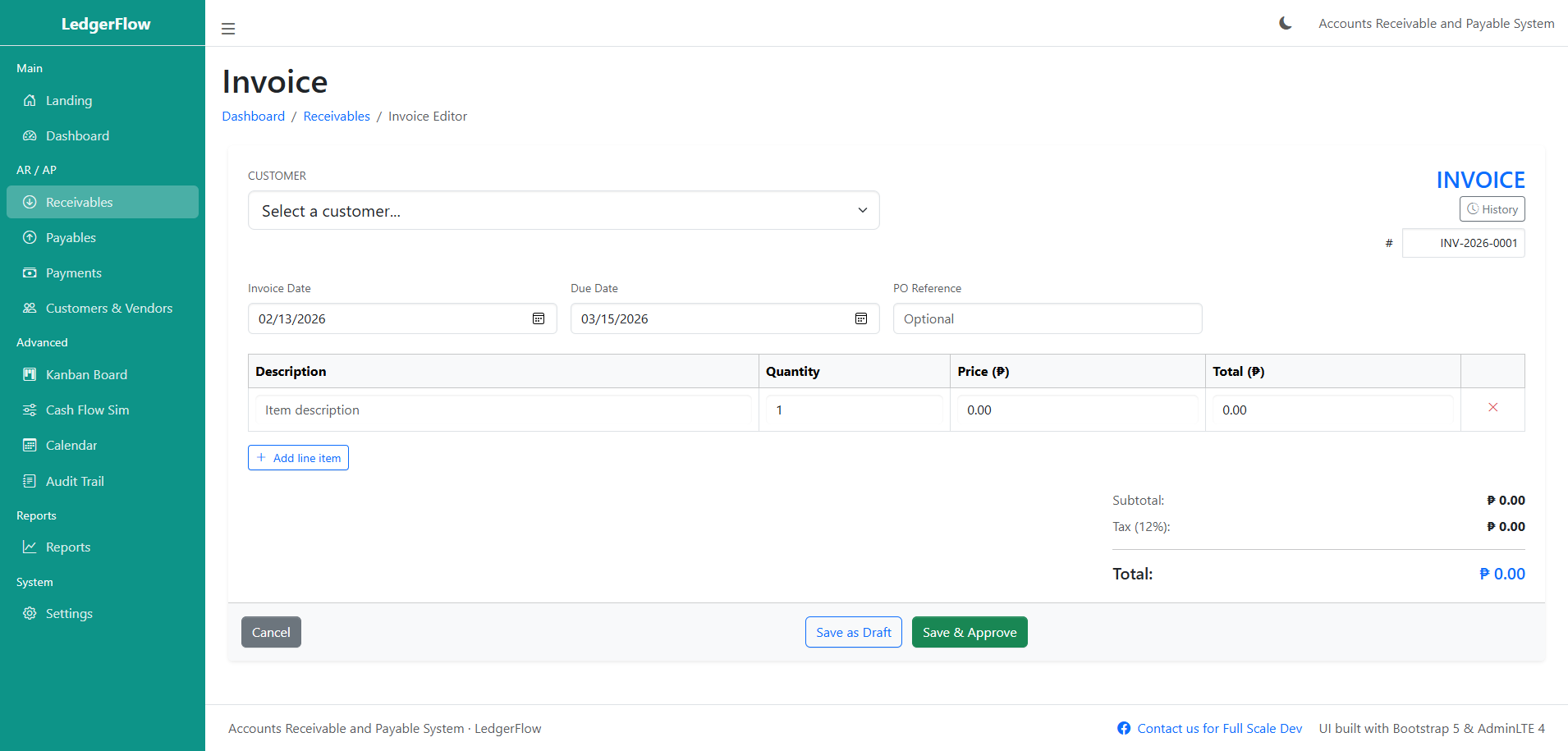 Accounts Receivable and Payable System-invoice