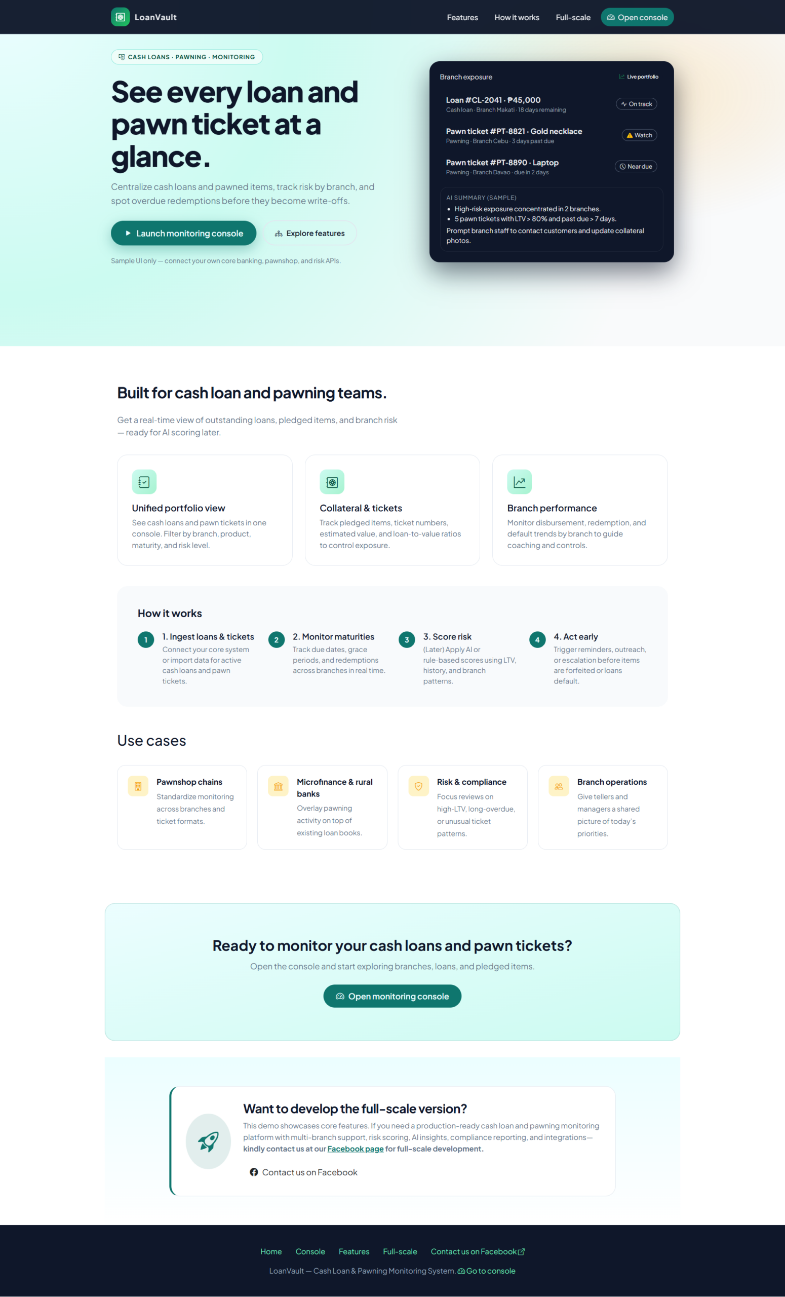 Cash loan And Pawning Monitoring System-landing-page