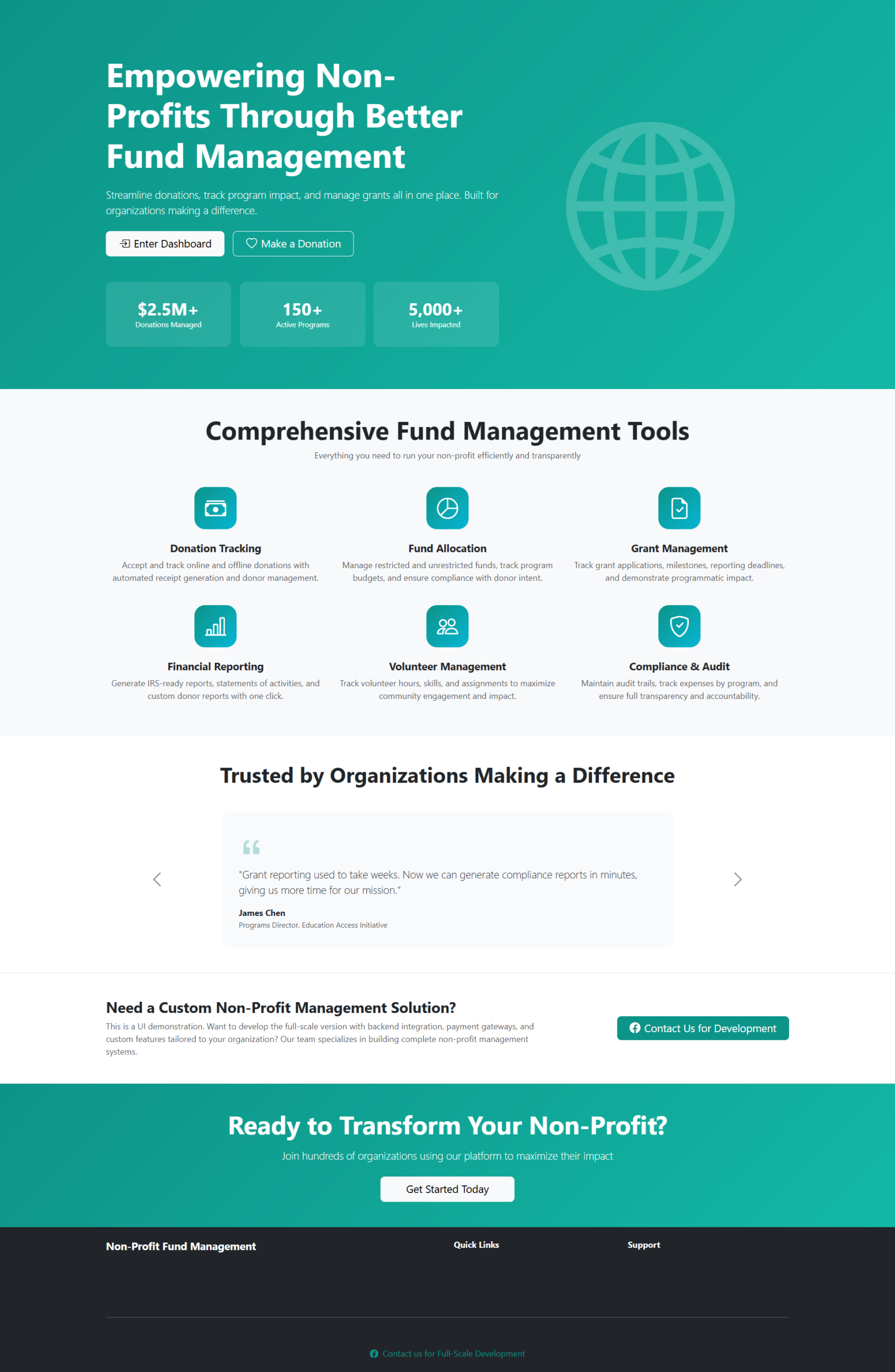 Non-Profit Organization Fund Management System-landing-page