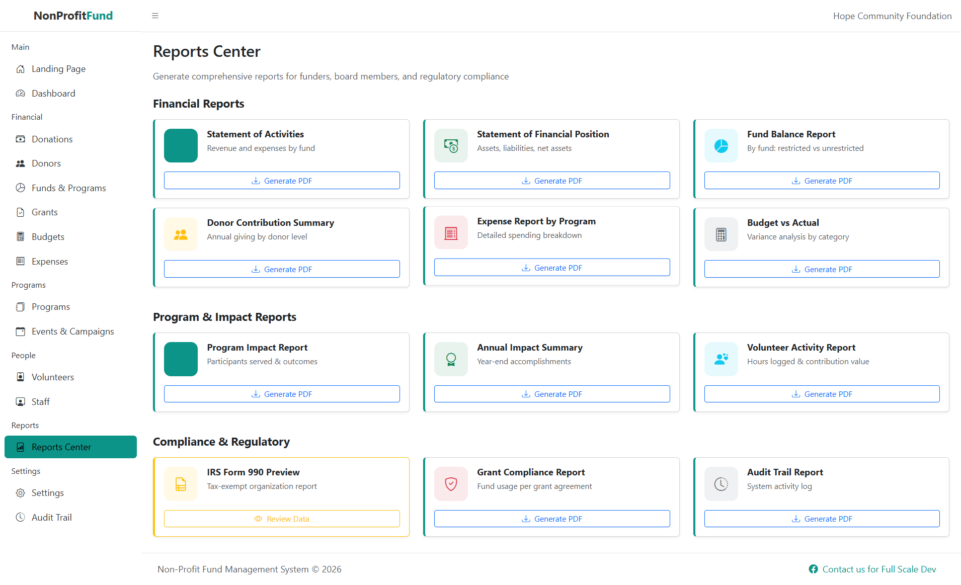 Non-Profit Organization Fund Management System-reports