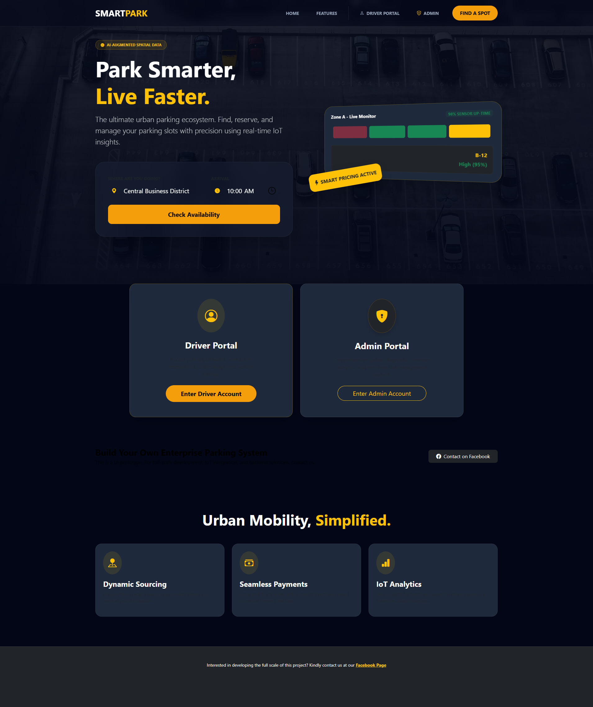 Smart Parking Slot Reservation System-landing-page