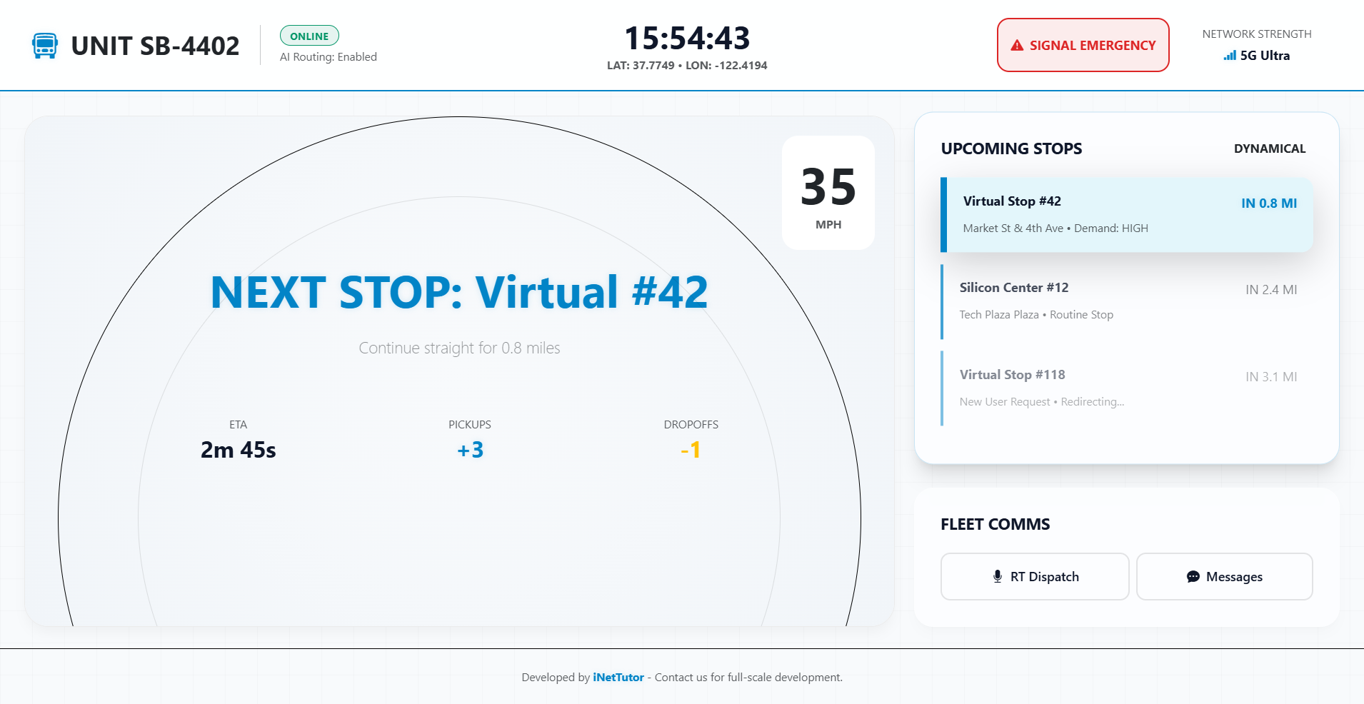 Virtual Bus Stops for Dynamic Public Transport Routing-driver-console