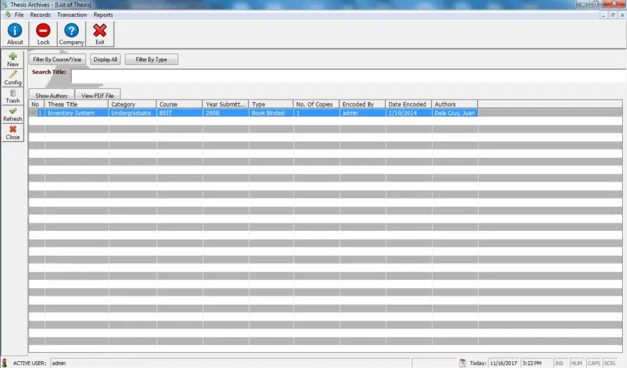 Thesis Archiving System Free Download Source code