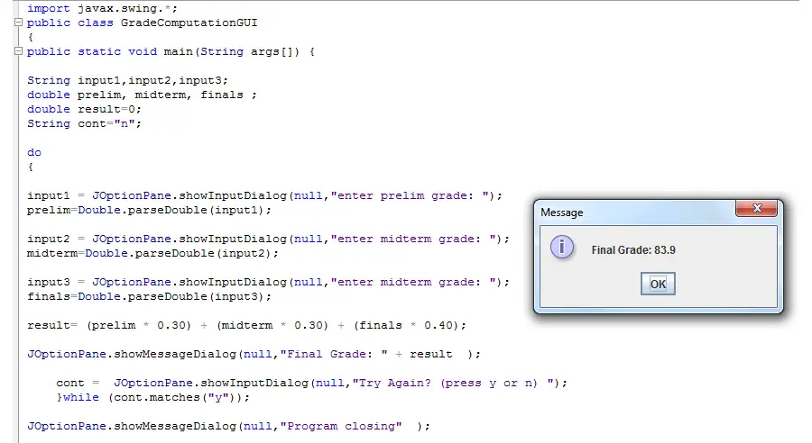 Grade Computation in Java