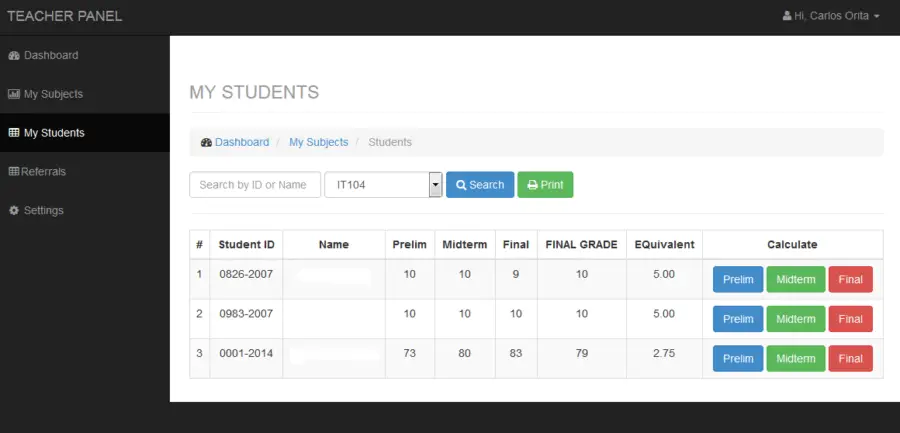 Online Grading System and Grade Viewing System