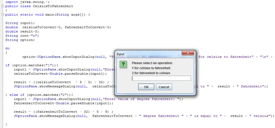 Celsius to fahrenheit converter in java inettutor