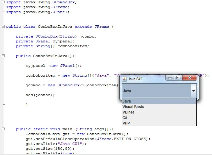 ComboBox in Java