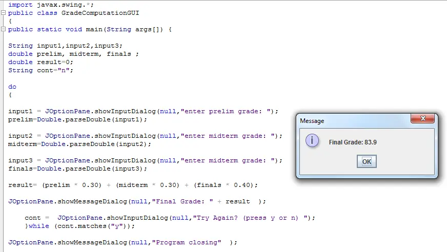 Grade Computation in Java