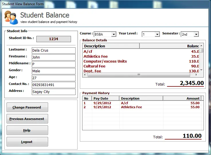 Free Download Student Assessment and Payment System in Visual Basic