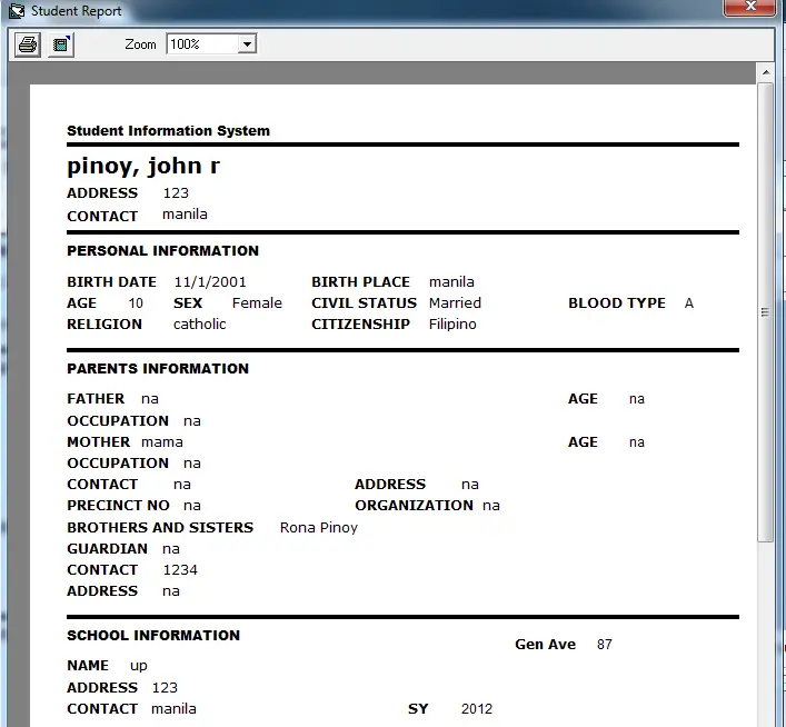 Free Download Student Information System in Visual Basic Complete source code